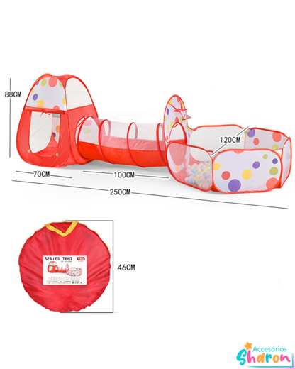 Carpa Con Tunel Lunares de Colores