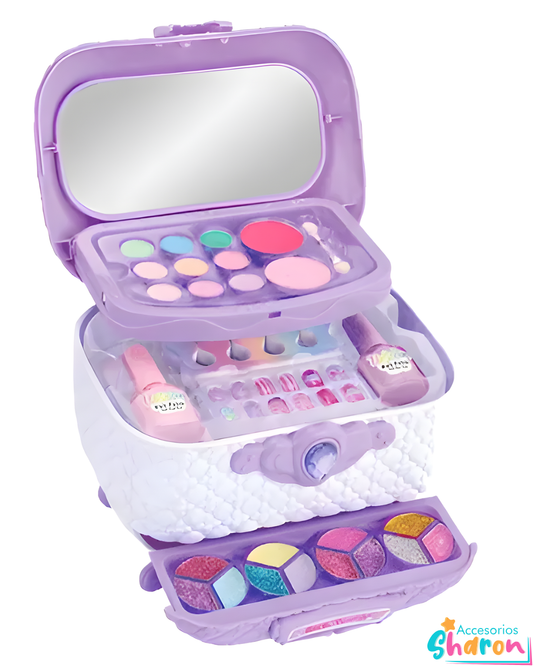Cofre Lila De Maquillaje Real Para Niñas