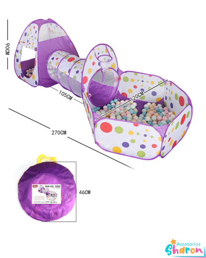 Carpa Con Tunel Lunares de Colores