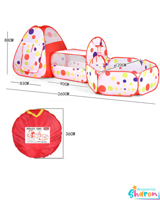 Carpa Con Tunel Lunares de Colores