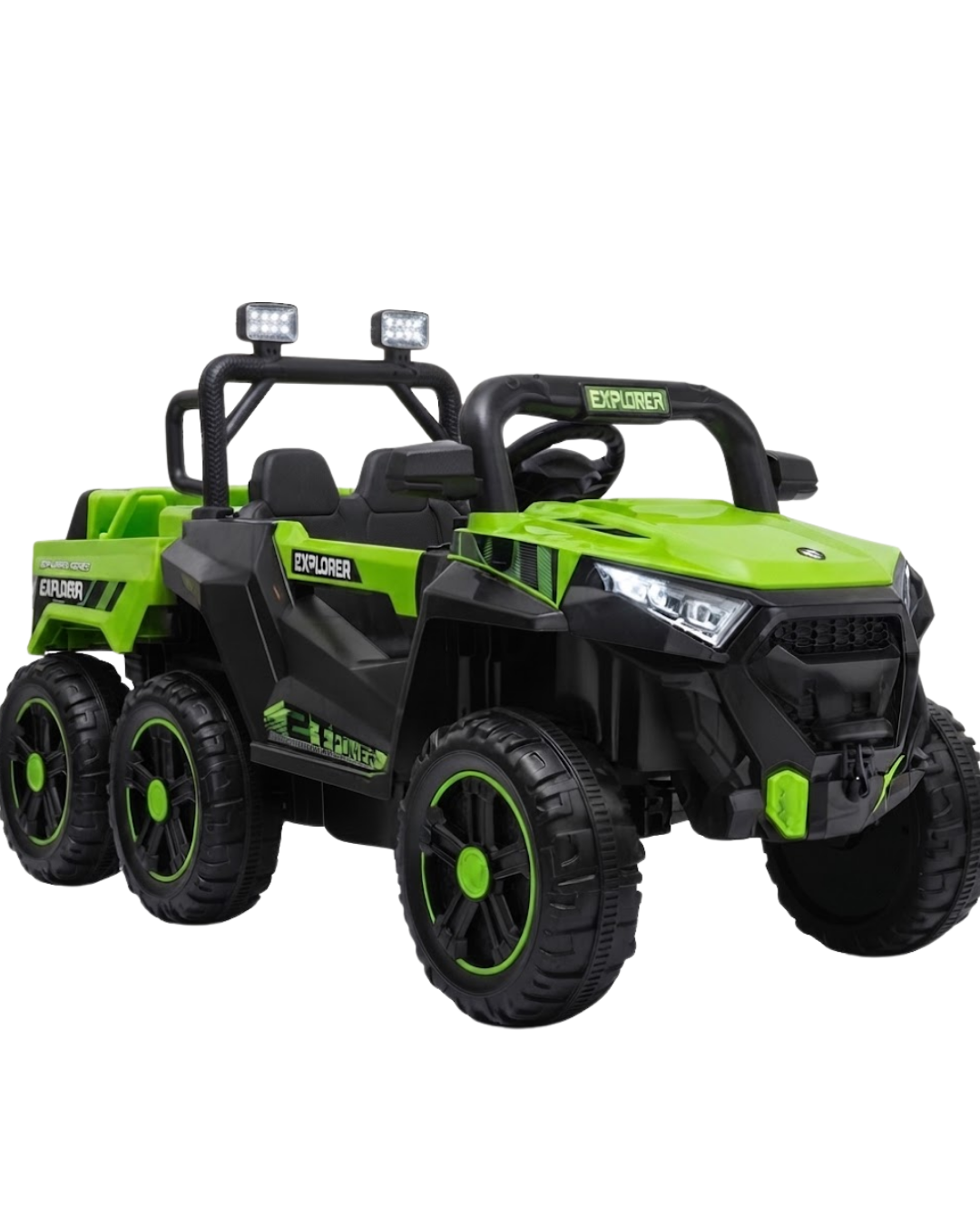 Carro Montable Eléctrico 6x6 Todo Terreno 12V – UTV "Explorer" Verde Neón