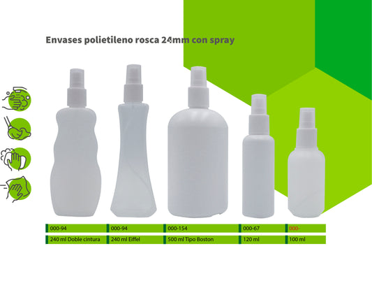 Envases polietileno rosca 24mm con spray