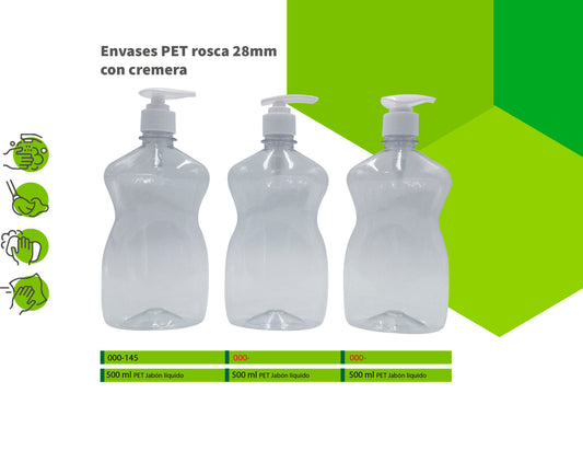 Envases PET rosca 28mm con cremera