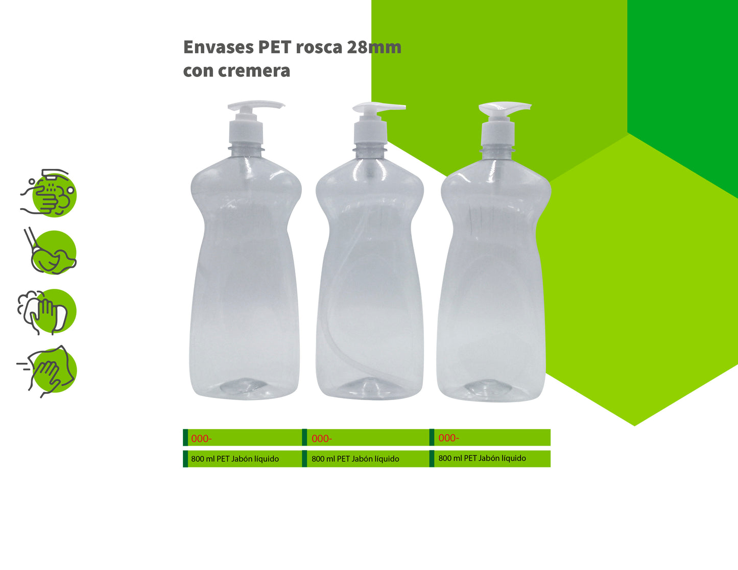 Envases PET rosca 28mm con cremera