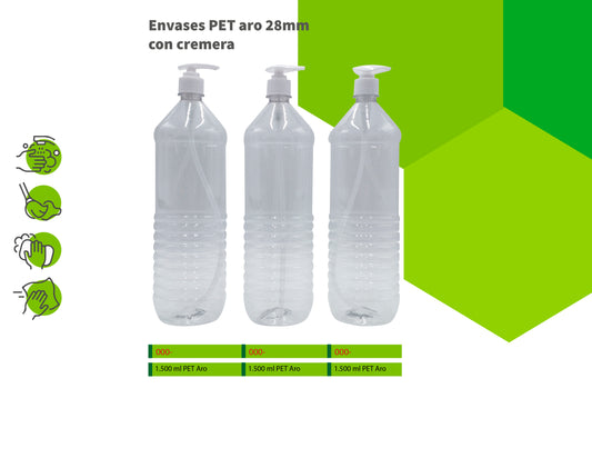 Envases PET aro 28mm con cremera