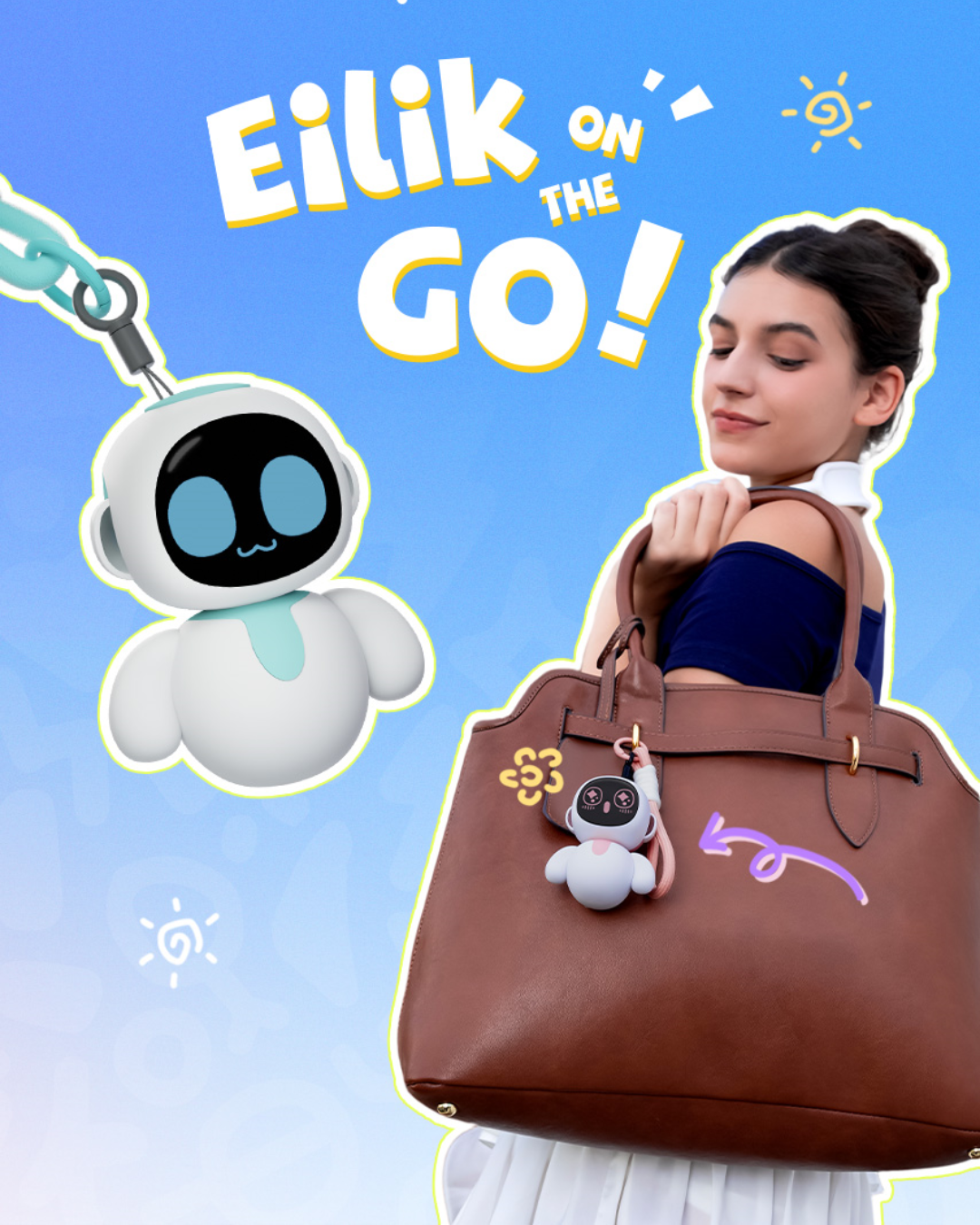 Llavero Colgante Interactivo "Eiliko on the GO!" – Robot Emocional Portátil