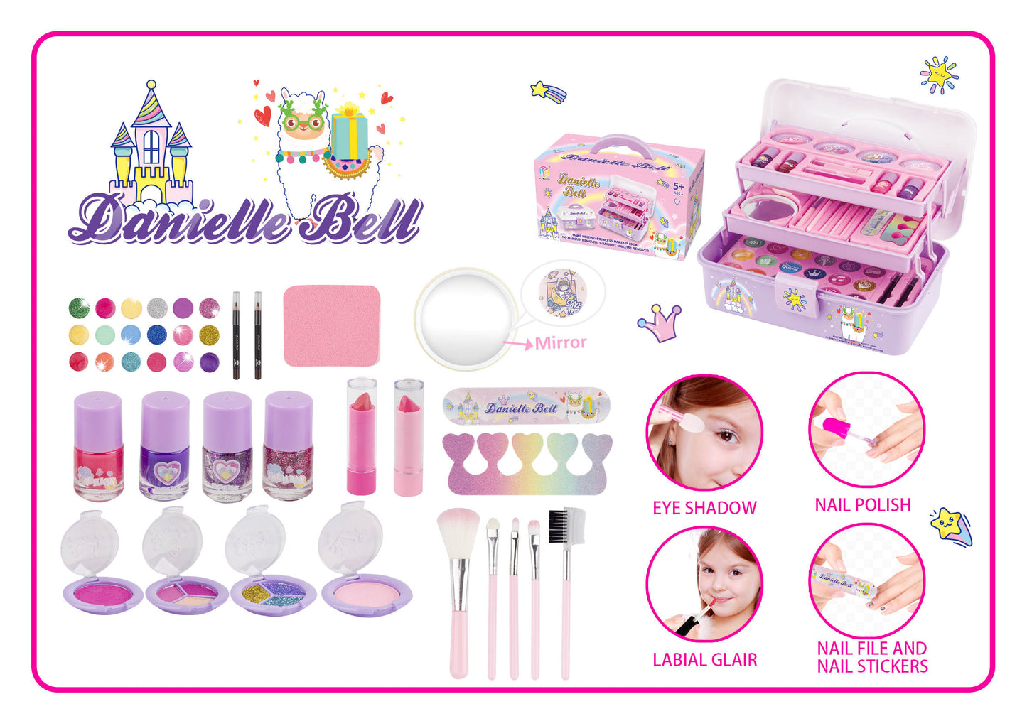 Set de maquillaje real para niñas Danielle Bell